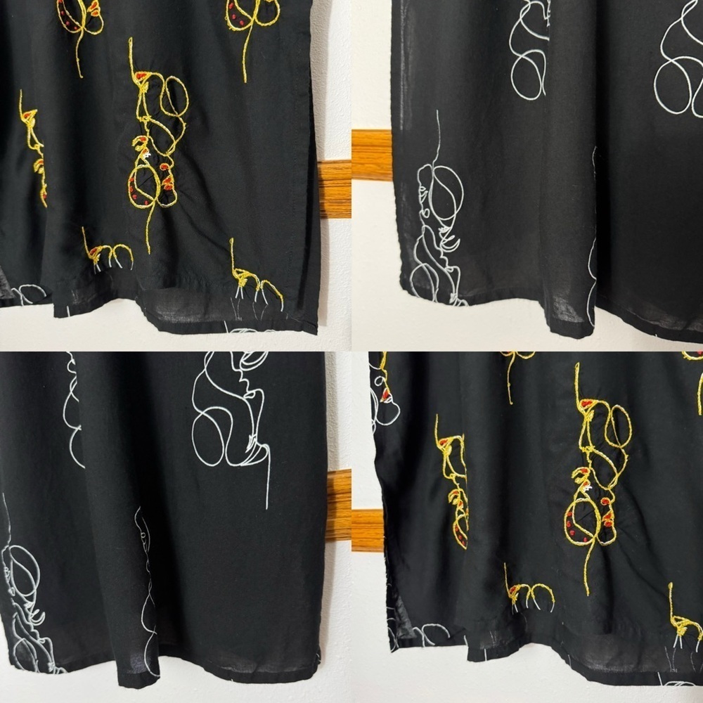 Unbranded black intertwined couple embroidered faces dress size Large - Picture 4 of 16